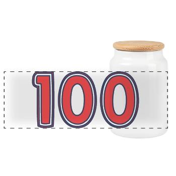100. 100 YEARS. 100th ANNIVERSARY - Panoramic Cookie Jar with Wooden Lid - white - Front