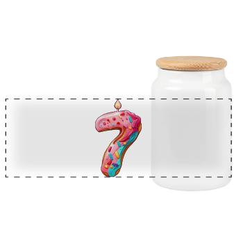 GÂTEAU NUMÉRO 7 SWEET 7E ANNIVERSAIRE - Boîte à biscuits avec couvercle en bois - blanc - Devant