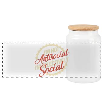 I'm Not Antisocial, I'm Selectively Social - Panoramic Cookie Jar with Wooden Lid - white - Front