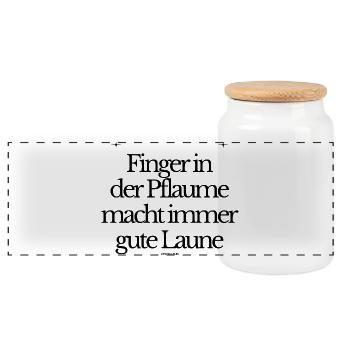 Finger in der Pflaume - Panorama Keksdose mit Holzdeckel - Weiß - Vorne