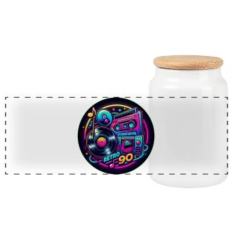 Logo rétro des années 90 - Boîte à biscuits avec couvercle en bois - blanc - Devant