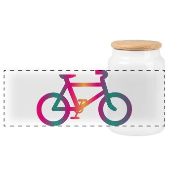 FAHRRAD. RADFAHREN. ÖKOLOGIE. UMWELT. - Panorama Keksdose mit Holzdeckel - Weiß - Vorne
