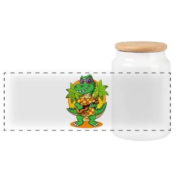 Lustige Krokodil Cartoon Sommer Strand Sonnenbrille - Panorama Keksdose mit Holzdeckel - Weiß - Vorne