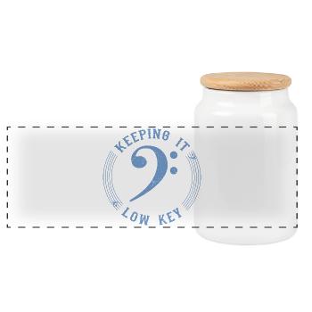 Bassschlüssel Blau - Vintage Musical Symbol - Panorama Keksdose mit Holzdeckel - Weiß - Vorne