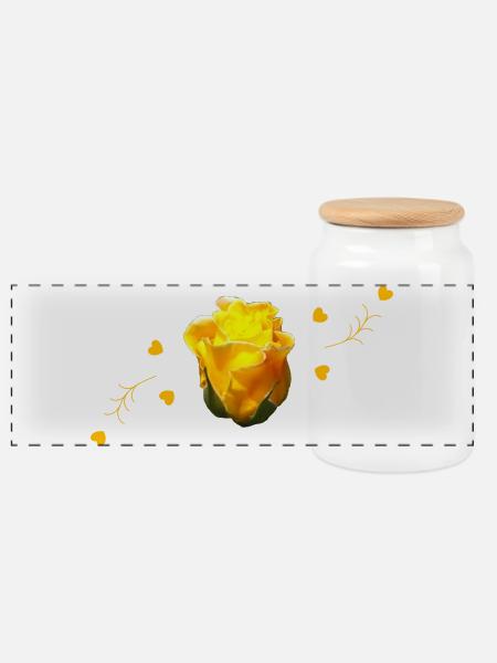 rose yellow rose - Panorama Keksdose mit Holzdeckel - Weiß
