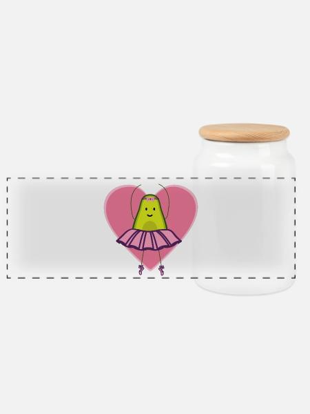 Tanzfreudige Avocado Ballerina - Panorama Keksdose mit Holzdeckel - Weiß