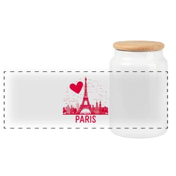 Coeur sur Tour Eiffel Paris Rose - Boîte à biscuits avec couvercle en bois - blanc - Devant
