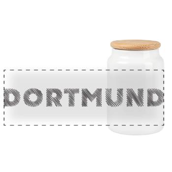 Dortmund German City NRW Hatching lettering - Panoramic Cookie Jar with Wooden Lid - white - Front