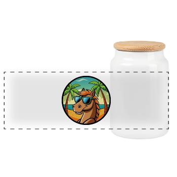 Pferd Lustig Cartoon Sommer Strand Sonnenbrille Cool - Panorama Keksdose mit Holzdeckel - Weiß - Vorne