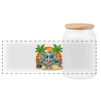 Elefant Lustige Cartoon Sommer Strand Sonnenbrille - Panorama Keksdose mit Holzdeckel - Weiß - Vorne
