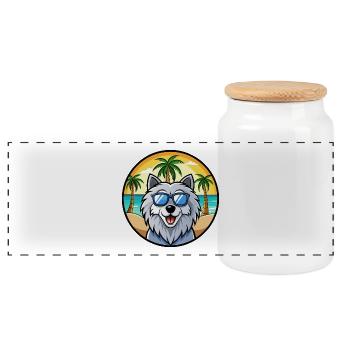 Polnische Schäferhundrasse Cartoon Sonnenbrille Strand - Panorama Keksdose mit Holzdeckel - Weiß - Vorne