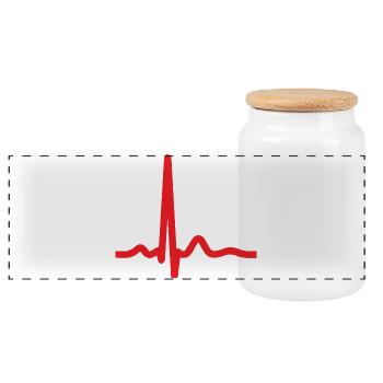 Heartbeat ECG Line Medical Pulse Wave Icon Vector - Panoramic Cookie Jar with Wooden Lid - white - Front