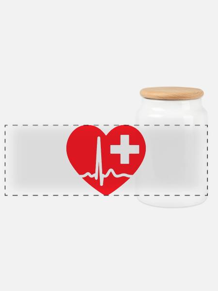 Herzschlag-EKG-Linie Medizinischer Pulswellen-Ikon-Vektor - Panorama Keksdose mit Holzdeckel - Weiß