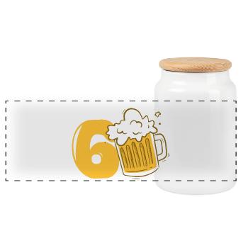 60 Years Old Beer Fan Birthday Gift Men - Panoramic Cookie Jar with Wooden Lid - white - Front