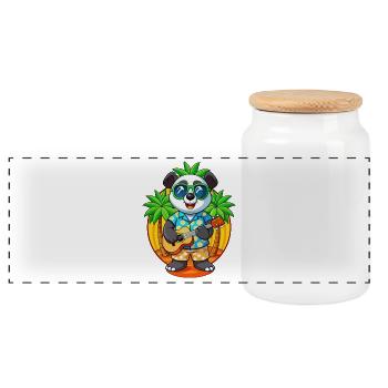 Lustige Panda Sommer Strand Sonnenbrille Hawaiianisch - Panorama Keksdose mit Holzdeckel - Weiß - Vorne