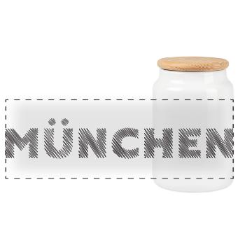 Munich Bavaria German City Hatching lettering - Panoramic Cookie Jar with Wooden Lid - white - Front
