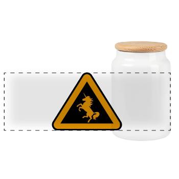 Achtung Einhorn, Gefahr - Panorama Keksdose mit Holzdeckel - Weiß - Vorne