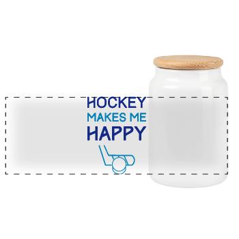 Hockey macht mich glücklich - Panorama Keksdose mit Holzdeckel - Weiß - Vorne