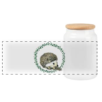 Hérisson - Boîte à biscuits avec couvercle en bois - blanc - Devant