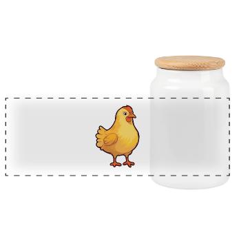 Huhn-Karikatur-Kawaii-Aquarellillustration - Panorama Keksdose mit Holzdeckel - Weiß - Vorne