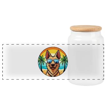 Berger Hollandais Chien Race Dessin Animé Lunettes De Soleil Plage - Boîte à biscuits avec couvercle en bois - blanc - Devant