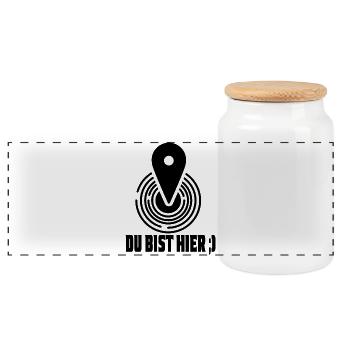 You are here, your current location - Panoramic Cookie Jar with Wooden Lid - white - Front