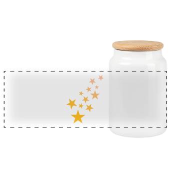 Étoile motif astérisque ciel étoilé - Boîte à biscuits avec couvercle en bois - blanc - Devant