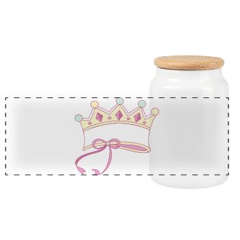 Crown writable - Panoramic Cookie Jar with Wooden Lid - white - Front