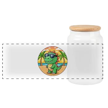 Dinosaurier Lustige Cartoon Sommer Strand Sonnenbrille - Panorama Keksdose mit Holzdeckel - Weiß - Vorne