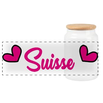 SUISSE. HUMOUR. PAYS. DRAPEAU. GENEVE. LAUSANNE - Boîte à biscuits avec couvercle en bois - blanc - Devant