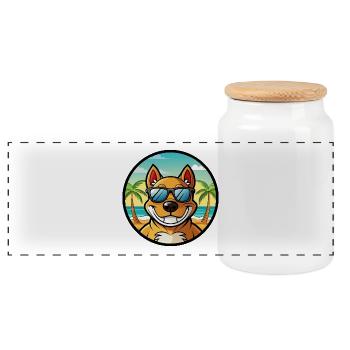 Cordoba Kampfhund Rasse Cartoon Sonnenbrille Strand - Panorama Keksdose mit Holzdeckel - Weiß - Vorne