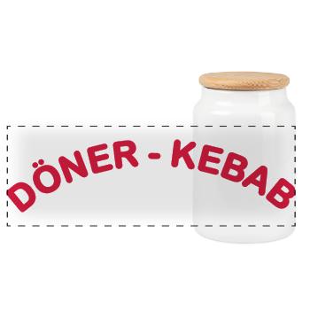 Doener Kebab Schrift - Panorama Keksdose mit Holzdeckel - Weiß - Vorne