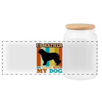 Katalanische Schäferhündin Hundeliebhaber Silhouette Retro Sonnenuntergang - Panorama Keksdose mit Holzdeckel - Weiß - Vorne
