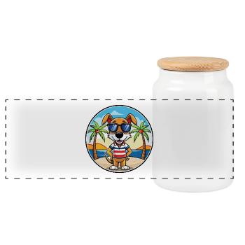 Französische Tricolor Hound Rasse Cartoon Sonnenbrille - Panorama Keksdose mit Holzdeckel - Weiß - Vorne