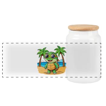 Schildkröte Lustige Cartoon Sommer Strand Sonnenbrille - Panorama Keksdose mit Holzdeckel - Weiß - Vorne