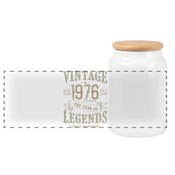1976 Né en 1976 Vintage 50 Ans Anniversaire - Boîte à biscuits avec couvercle en bois - blanc - Devant