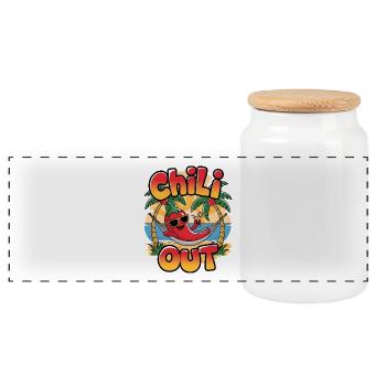 Chili Out - Panoramic Cookie Jar with Wooden Lid - white - Front