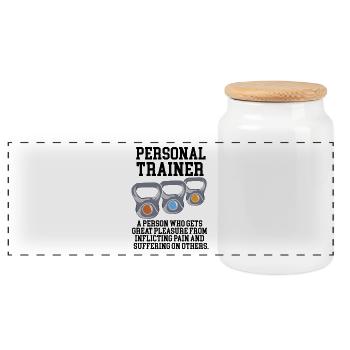 Personaltrainer Definition - Panorama Keksdose mit Holzdeckel - Weiß - Vorne