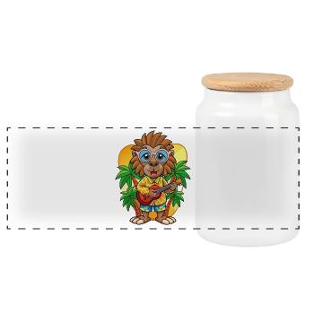 Lustige Pavian Cartoon Sommer Strand Sonnenbrille - Panorama Keksdose mit Holzdeckel - Weiß - Vorne