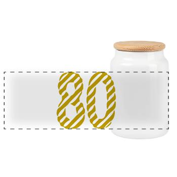 80. 80 JAHRE. 80-JÄHRIGES JUBILÄUM. 80. GEBURTSTAG. - Panorama Keksdose mit Holzdeckel - Weiß - Vorne