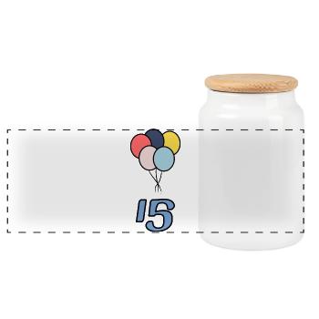 15. 15 YEARS. 15th ANNIVERSARY. 15 YEAR ANNIVERSARY. - Panoramic Cookie Jar with Wooden Lid - white - Front