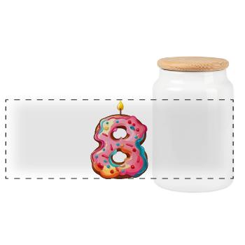 GÂTEAU NUMÉRO 8 SWEET 8E ANNIVERSAIRE - Boîte à biscuits avec couvercle en bois - blanc - Devant
