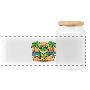 Frog Funny Cartoon Summer Beach Sunglasses - Panoramic Cookie Jar with Wooden Lid - white - Front