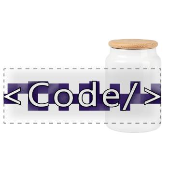 Code style (purple) - Panoramic Cookie Jar with Wooden Lid - white - Front