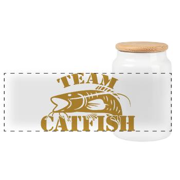 Pêcheur sportif de poisson-chat - Boîte à biscuits avec couvercle en bois - blanc - Devant