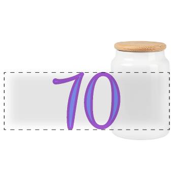 70. 70 YEARS. 70TH ANNIVERSARY. 70TH ANNIVERSARY. - Panoramic Cookie Jar with Wooden Lid - white - Front