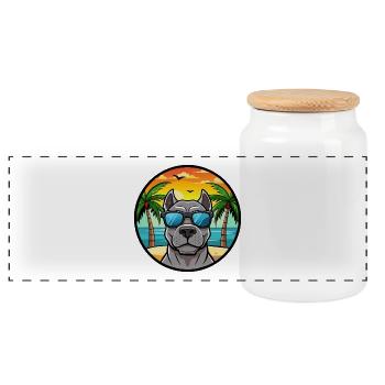 Cane Corso Hunderasse Cartoon Sonnenbrille Strand - Panorama Keksdose mit Holzdeckel - Weiß - Vorne