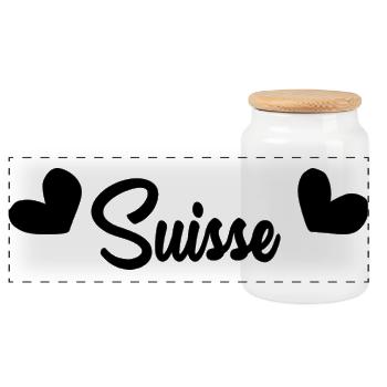 SCHWEIZ. HUMOR. LAND. FLAGGE. GENF. LAUSANNE - Panorama Keksdose mit Holzdeckel - Weiß - Vorne