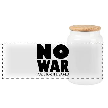 NO WAR Peace for the world - Panoramic Cookie Jar with Wooden Lid - white - Front