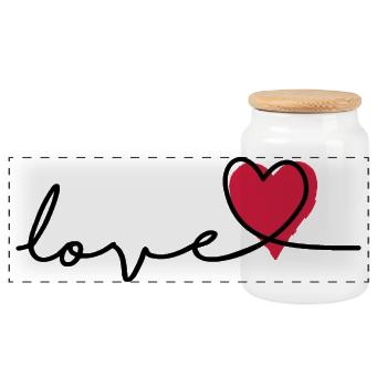 Slogan Liebe. Liebe Herzen, Herz des Valentinstags. - Panorama Keksdose mit Holzdeckel - Weiß - Vorne